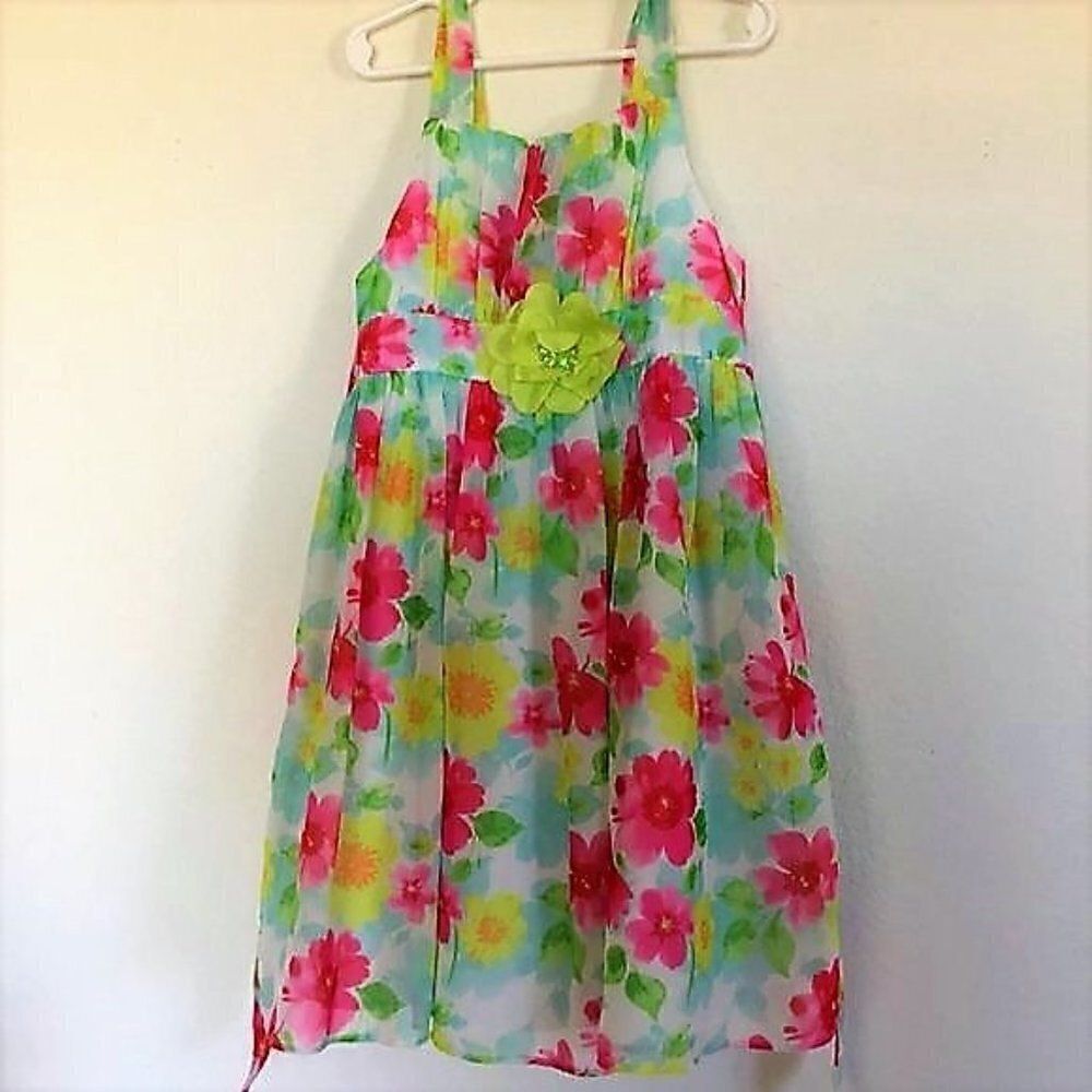 BONNIE JEAN Girl’s Floral Halter Sundress 6X Rosette